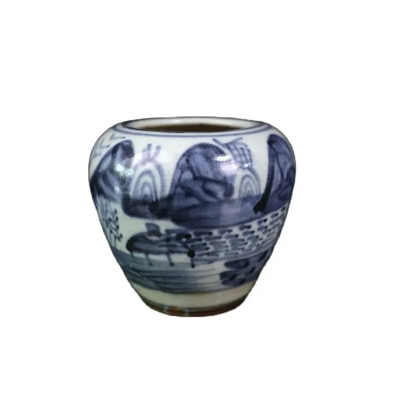 China Old Porcelain Blue And White Landscape Pattern Pot