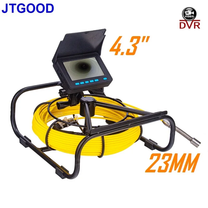 

23MM Pipe Inspection Camera with DVR 16GB TF Card,Sewer Drain Industrial Endoscope IP68 8500MHA Battery 10/20/30/50M 4.3 Inch