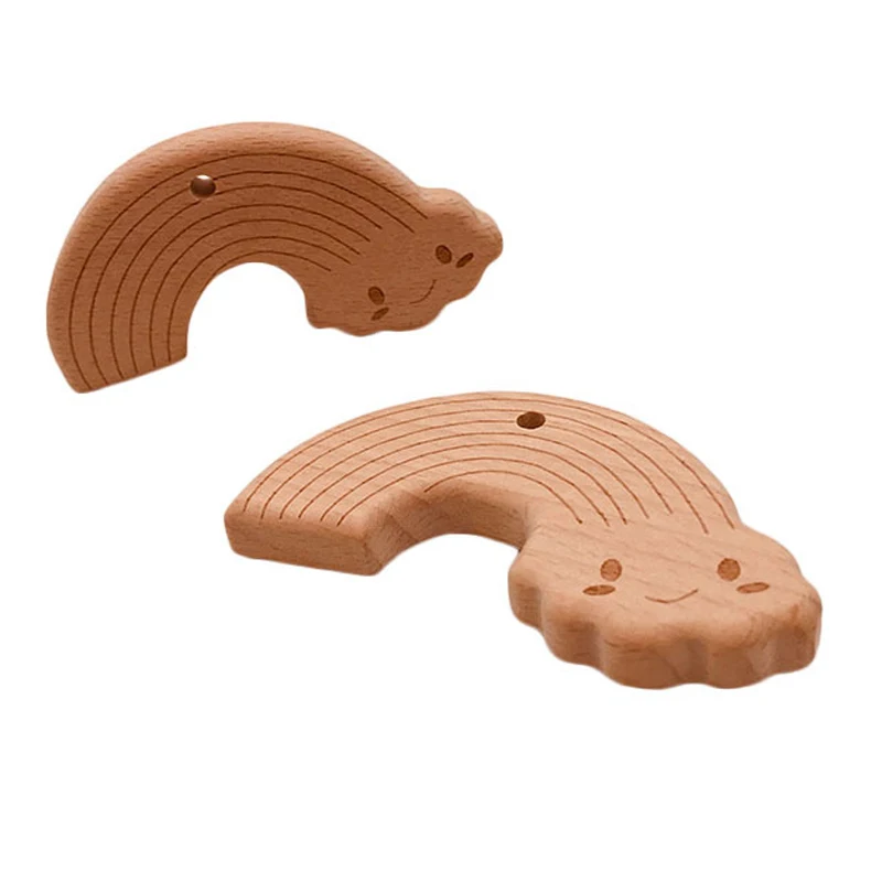 10PCS Baby Teether Animal Wood Rings Unicorn Camera Hedgehog Food Grade Wooden Teether Nursing Pendant Teething Toys