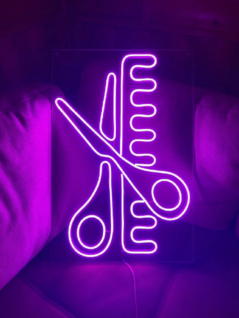 Custom Haircut LED Neon Sign Led Scissors Neon Light Decor Window Wall Hanging for Home Room Sale Shop Decoration