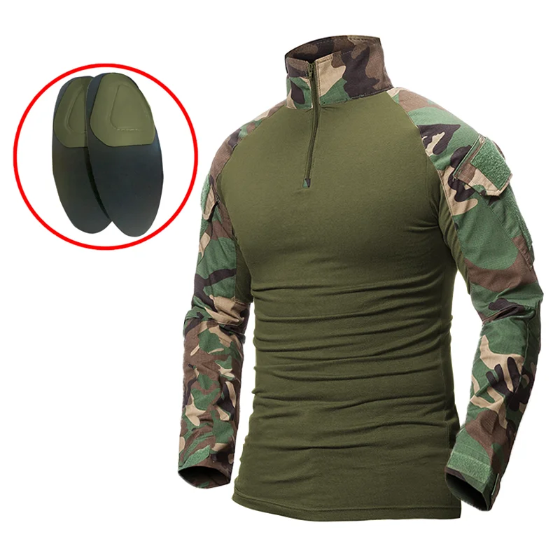 Ropa de trabajo de combate para hombre, coderas tácticas de manga larga, uniforme de algodón militar, camisa de camuflaje CP, camisetas para hombre