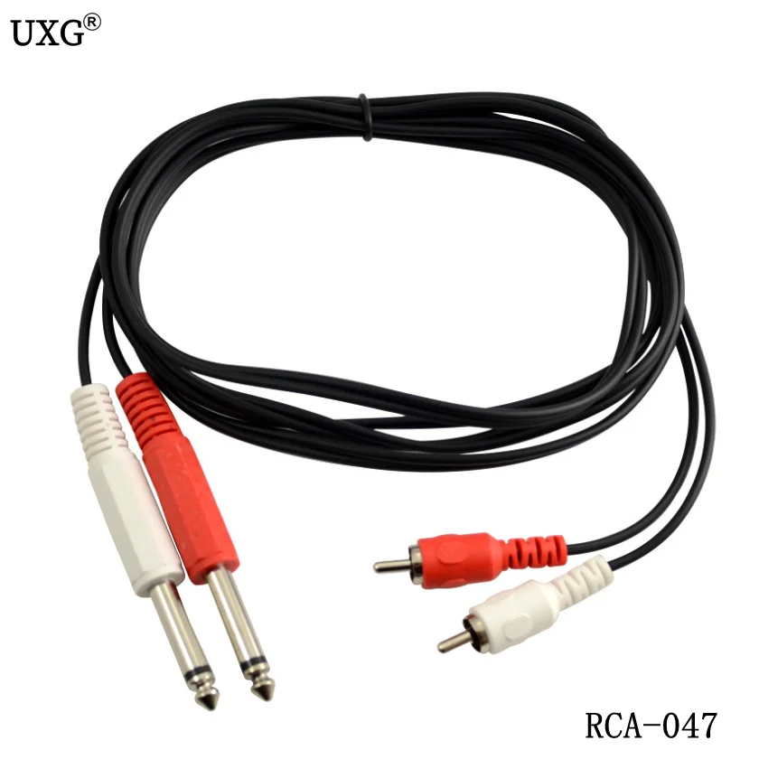 Double 6.35 Mono to Double RCA Male Audio  Line 1/4 2 Dual 6.35mm Mono Male to Two RCA Male AUX Audio Convertor  Line 0.2m 180cm