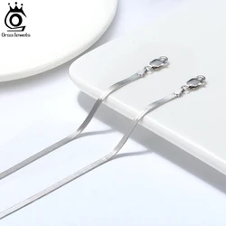 ORSA JEWELS 925 Sterling Silver Flat Blade Chain Anklet for Women Summer Bracelet on the Leg Punk Silver Ankle Jewelry SA12