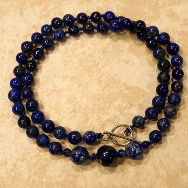Lapis Lazuli Choker AAA Knotted Choker Necklace 6mm Blue Choker