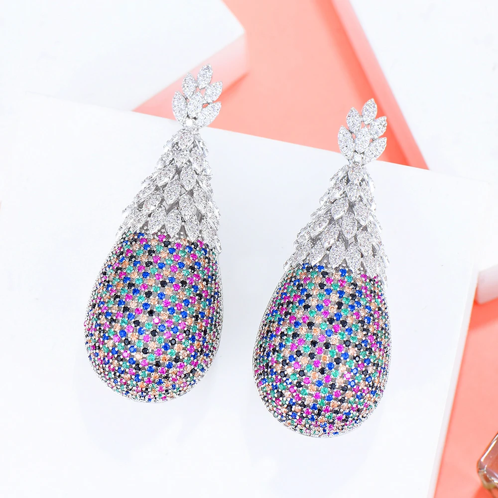 Kellybola Dubai Africa Gorgeous Full Cubic Zircon Hollow Ball Pendant Earrings Women's Wedding Banquet Anniversary High Quality