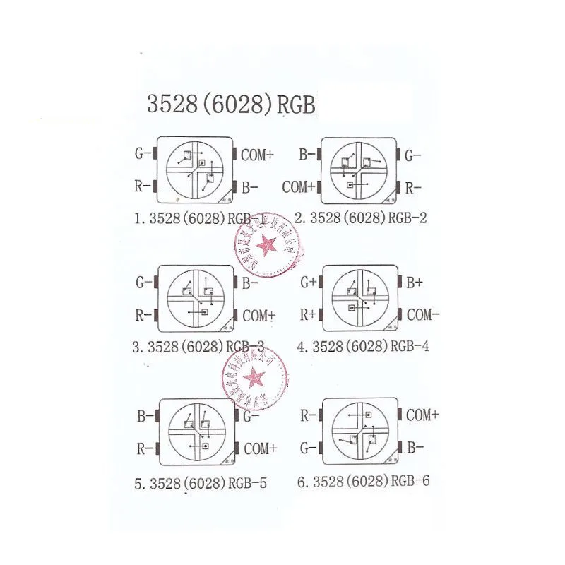 100 PCS SMD 3528/6028 RGB LED Common Anode SMT Chip Tricolor (Red Green Blue) 1210 Shine down Light Emitting Diode Lamp