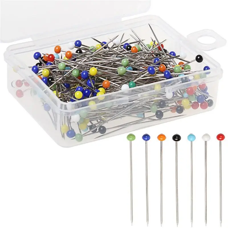 Fashion DIY safety pin 38mm Sewing Needles colored glass head bead pin stitch knitting needles sewing fixed 250pcs/set FZ42