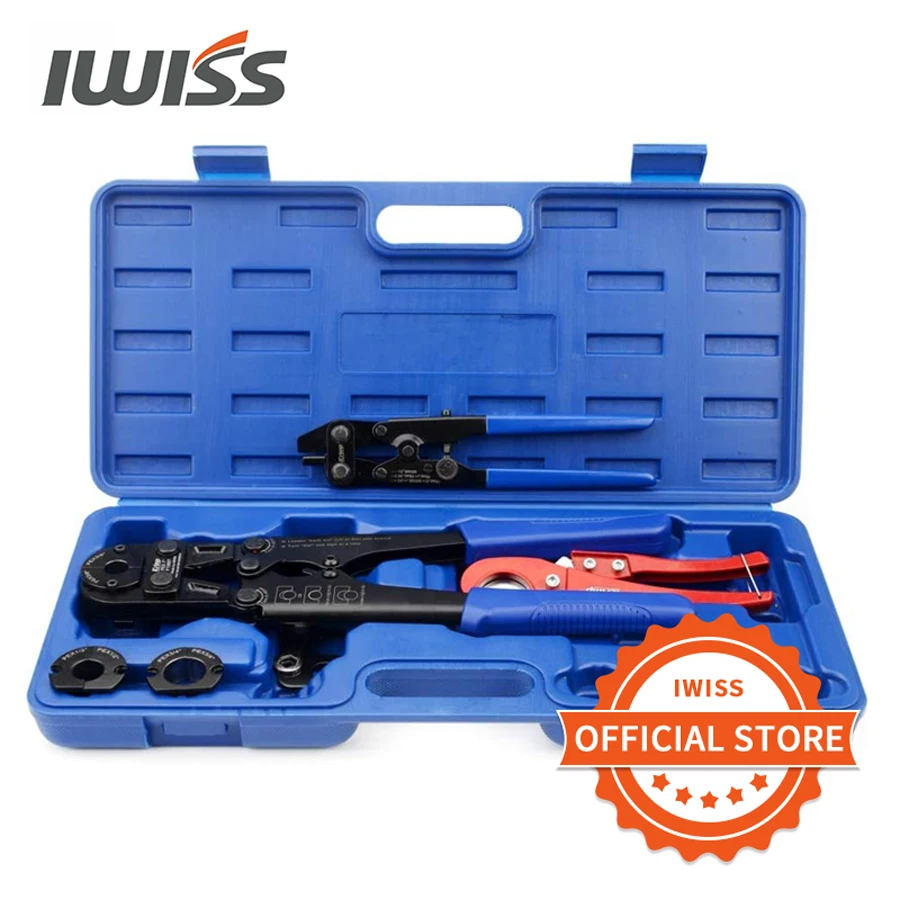 IWISS IWS-FA Copper Ring Crimping Tool Kit for 3/8,1/2,3/4,1-inch- Free Removal Tool& Pex Pipe Cutter&Gauge For F1807