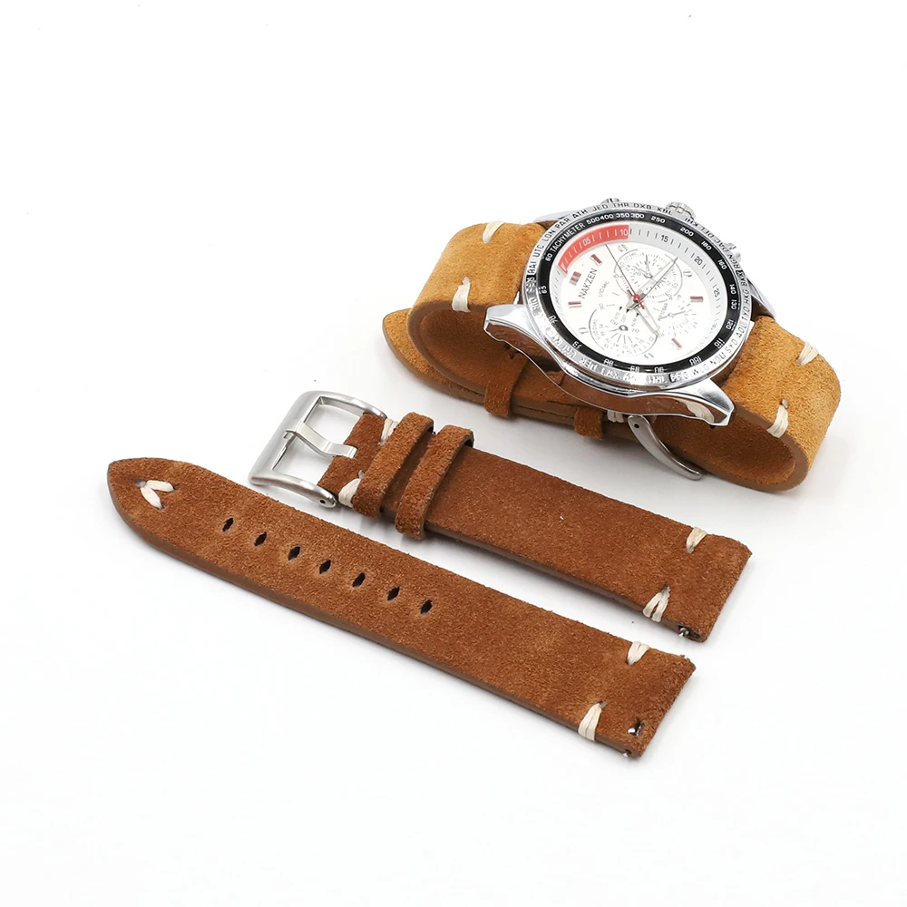 Retro Camouflage Suede Leather Watch Band Strap 18mm 20mm 22mm 24mm for Men Women Watch Belt Accessories Wrist Watch Bracelet