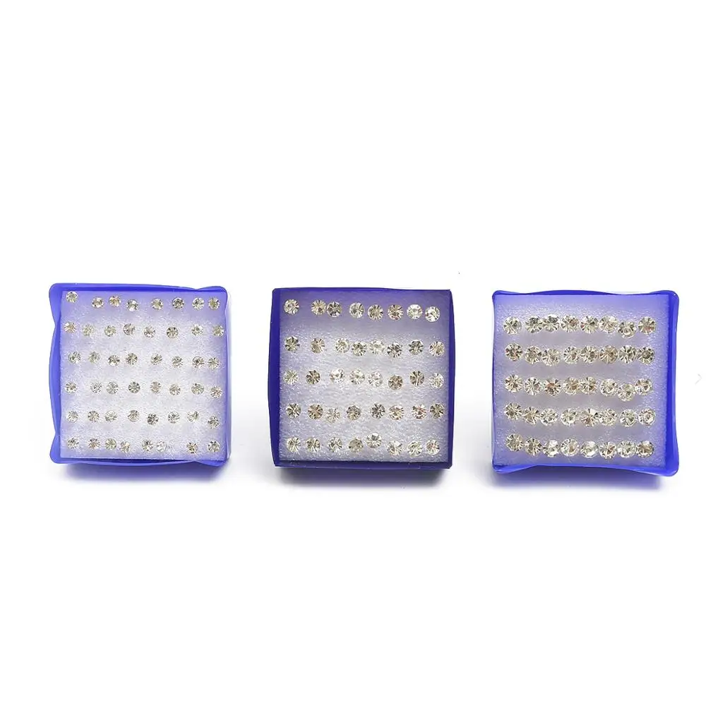 20pairs/set Crystal Stud Earrings Set colorful Plastic Earring for Women Silver Color Small Piercing Jewelry 2.5/3/4/5/6mm