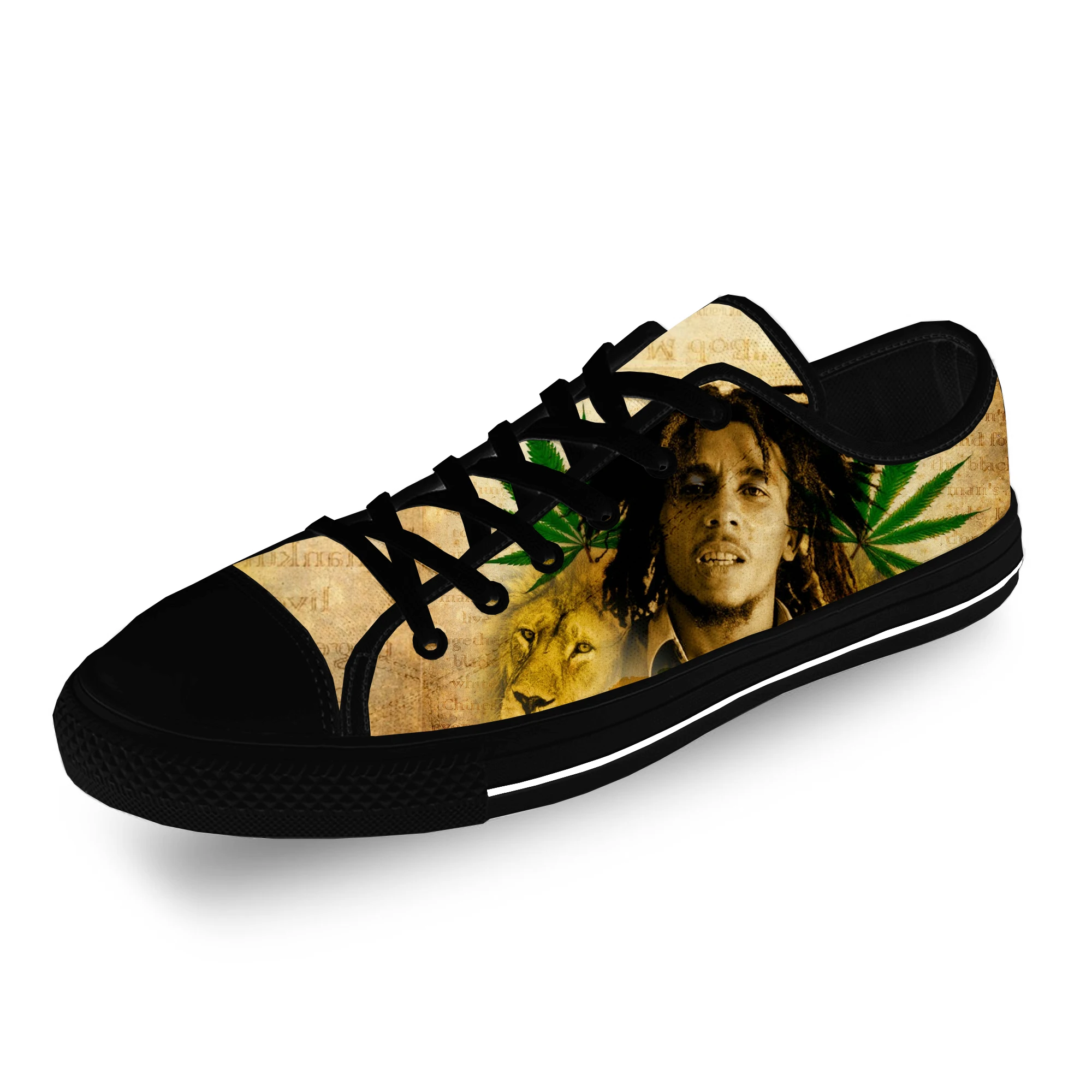 Bob Marley Reggae Star Music Rock Fashion Casual Sneakers Low Top Lightweight Breathable 3D Printed Men Women Canvas Shoes