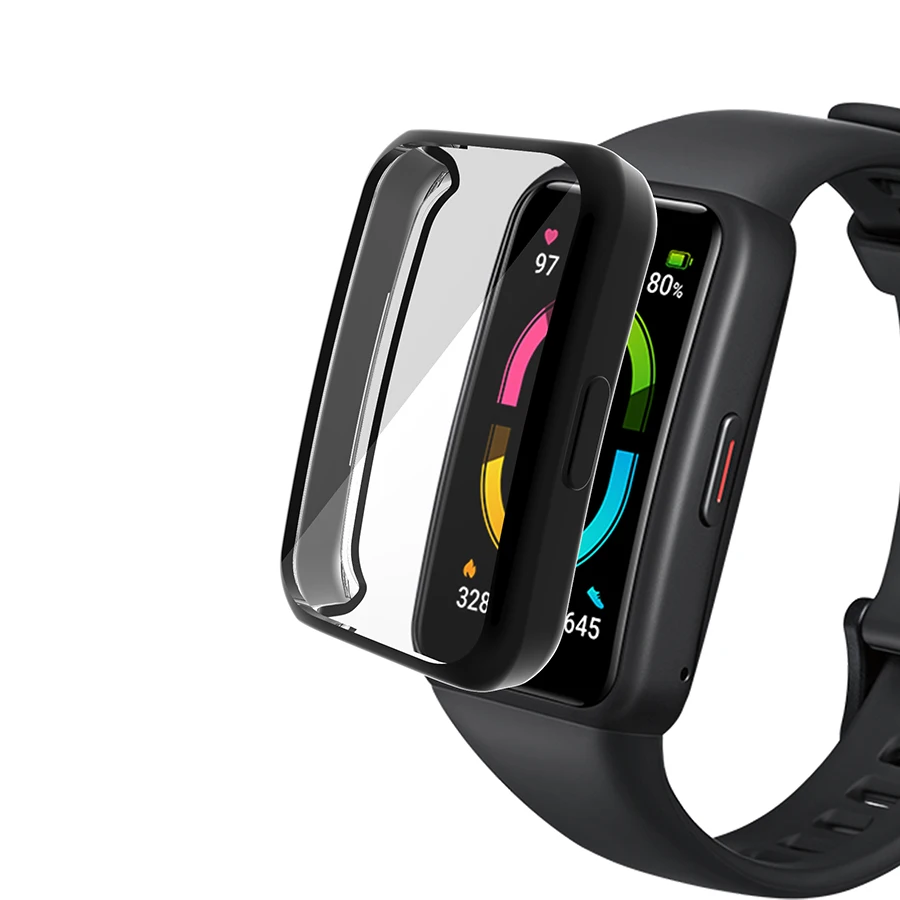 Soft TPU Protective Cover For Huawei Honor Band 7 6 Case Full Screen Protector Shell Bumper Plated Cases For Huawei Band7 6