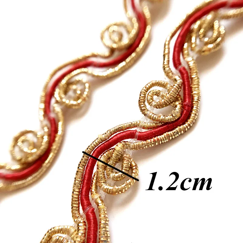 13 Meters Gold Braided Lace For Women Dress Diy Clothes Trims Sewing Apparel Accessories 1.1cm-1.2cm wide