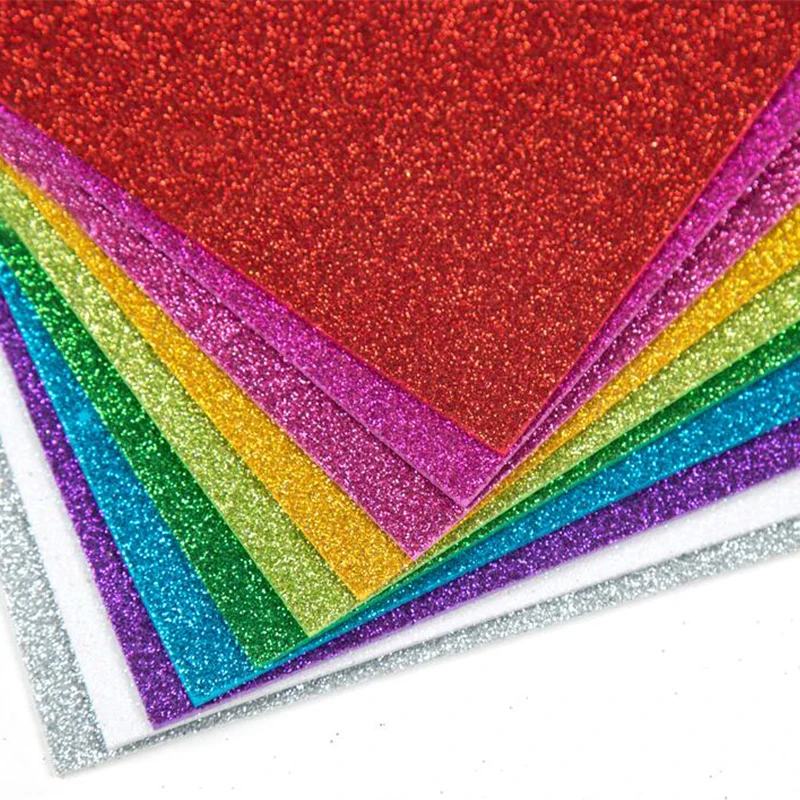 10pc Flash Thick Sponge Paper With Adhesive Rubber Glitter Powder EVA Foam Paper Diy Kid Creative Paper Craft Scrapbooking Decor