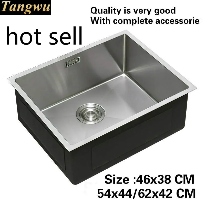 

Free shipping Fashion kitchen manual sink single trough trumpet 304 food grade stainless steel hot sell 46x38/54x44/62x42 CM