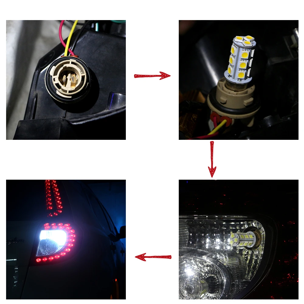 7440 T20 2pcs DC12V 18 SMD 5050 LED Bulb Lamp Car Indicator Turn Signal Reverse Tail Lights White Red Yellow Green Amber