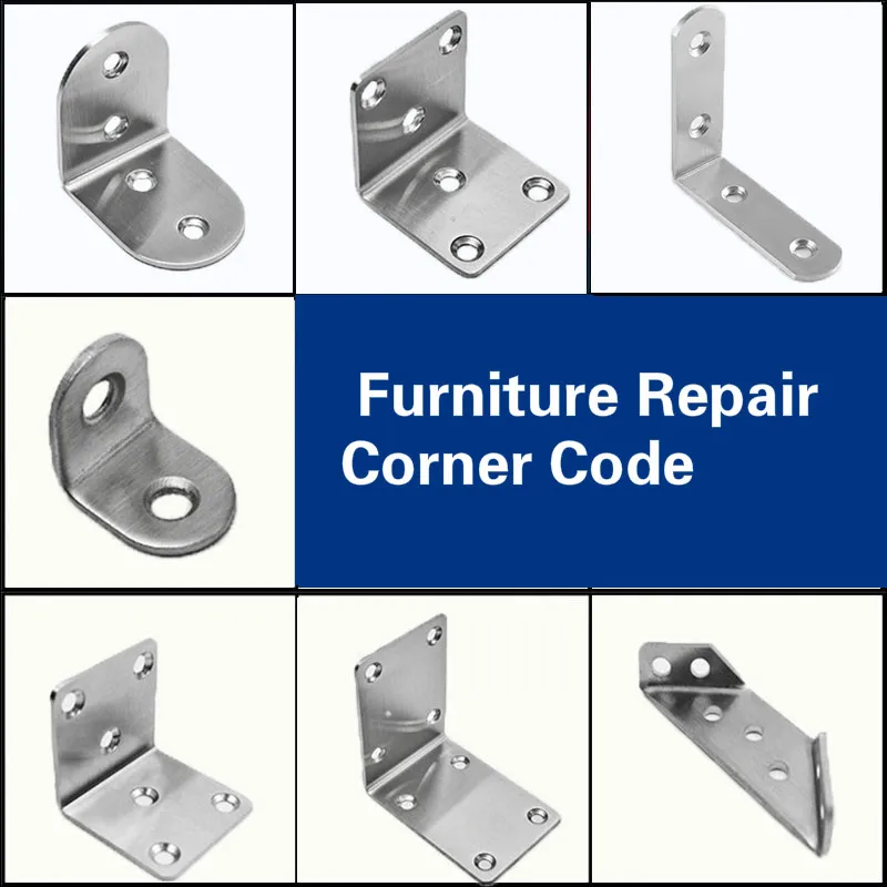 Corner Code 10pcs/lot Stainless Steel Furniture Diy Bracket Thickness L-shaped Stool Chair Bed Table Repair Corner Brackets