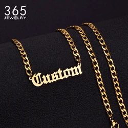 Personalized Customized Name Necklace Pendant Gold Color 5mm NK Chain Custom Nameplate Necklaces for Women Men Handmade Gifts