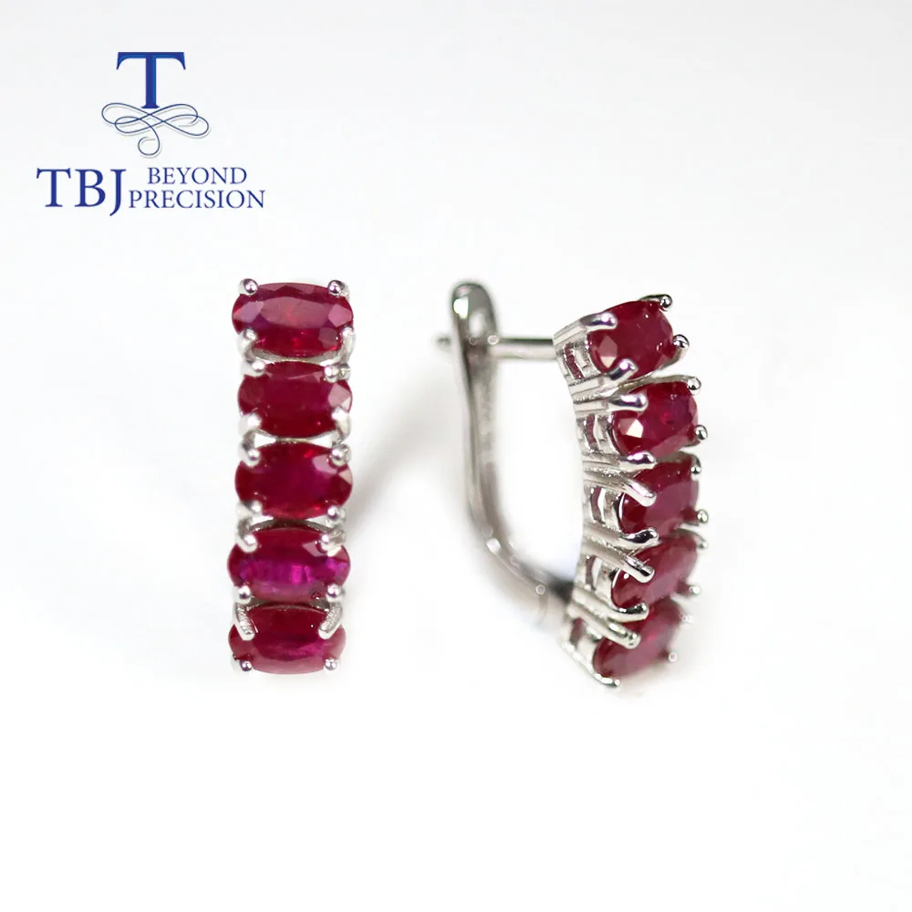 TBJ,Natural Africa red Ruby clasp earring oval cut 3*5mm 3ct real gemstone fine jewelry 925 sterling silver for women nice gift