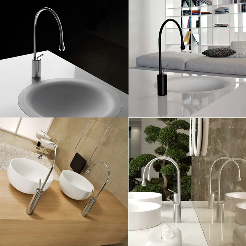 

Basin Faucets Modern Black Bathroom Faucet Waterfall faucets Single Hole Cold and Hot Water Tap Basin Faucet Mixer Taps