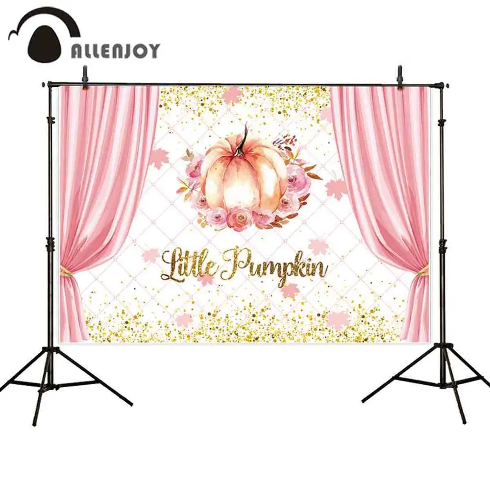 Allenjoy photophone backdrops Little pumpkin golden 1st birthday princess pink curtain lattice background photography photobooth