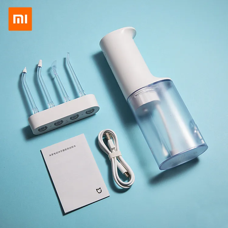 Xiaomi Electric Oral Irrigator IPX7 WaterProof Dental Water Jet Flosser 4 Modes Oral Cleaning W 4 Nozzles Memory Mouth Clean