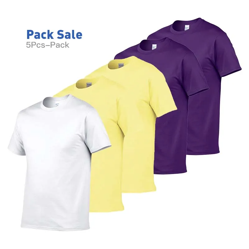 Gildan Men Tshirt 100% Cotton T-shirt Women Casual Breathable Short Sleeve O-Neck Couple T Shirt Tops Tees 5pcs or 1pcs /Lot