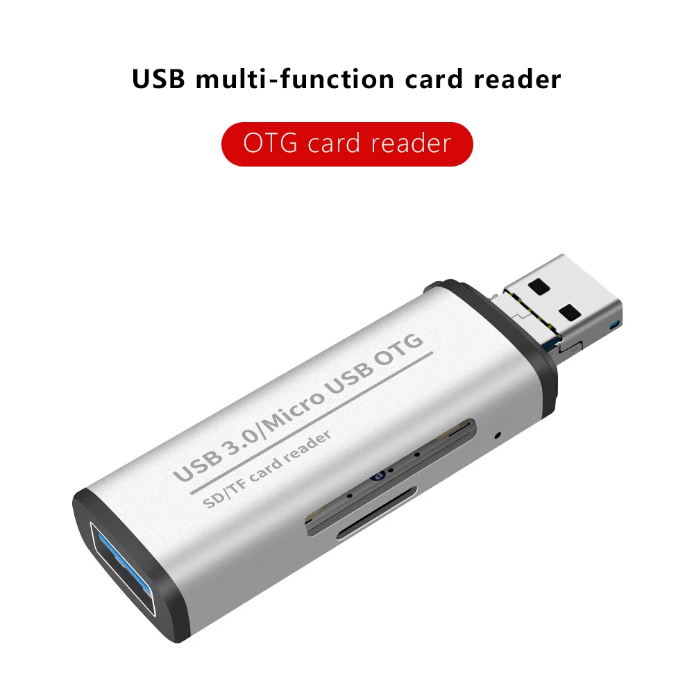 UTHAI JL189 Portable Hook USB3.0 to SD/TF Combo Card Reader Dual Card Dual Reading Android Phone OTG Card Reader