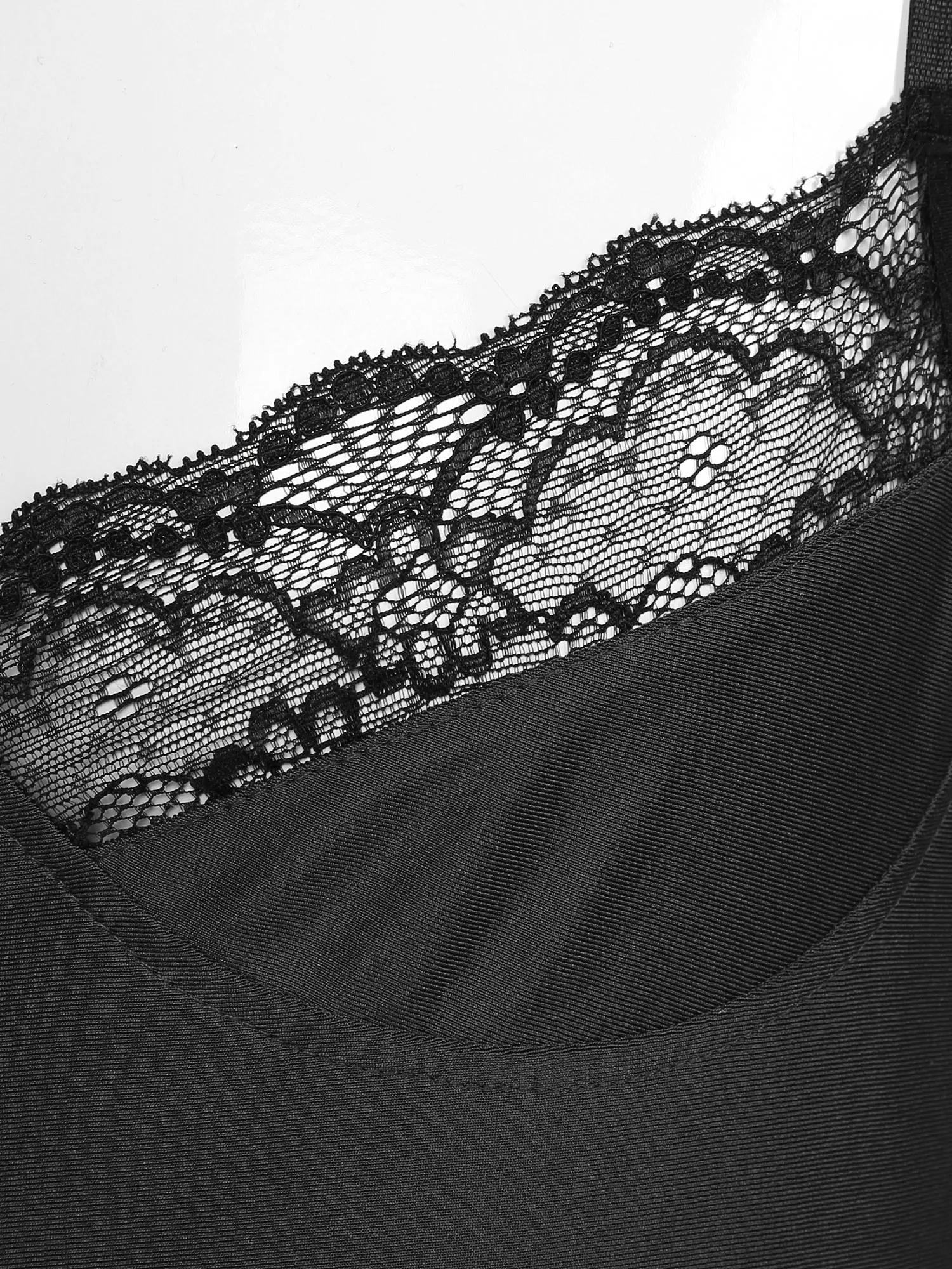 Mens Lace Trimming Bodycon Bodysuit Sissy Sleeveless Unlined Wireless Bra Leotard Jumpsuit Lingerie Underwear Gay Male Sleepwear