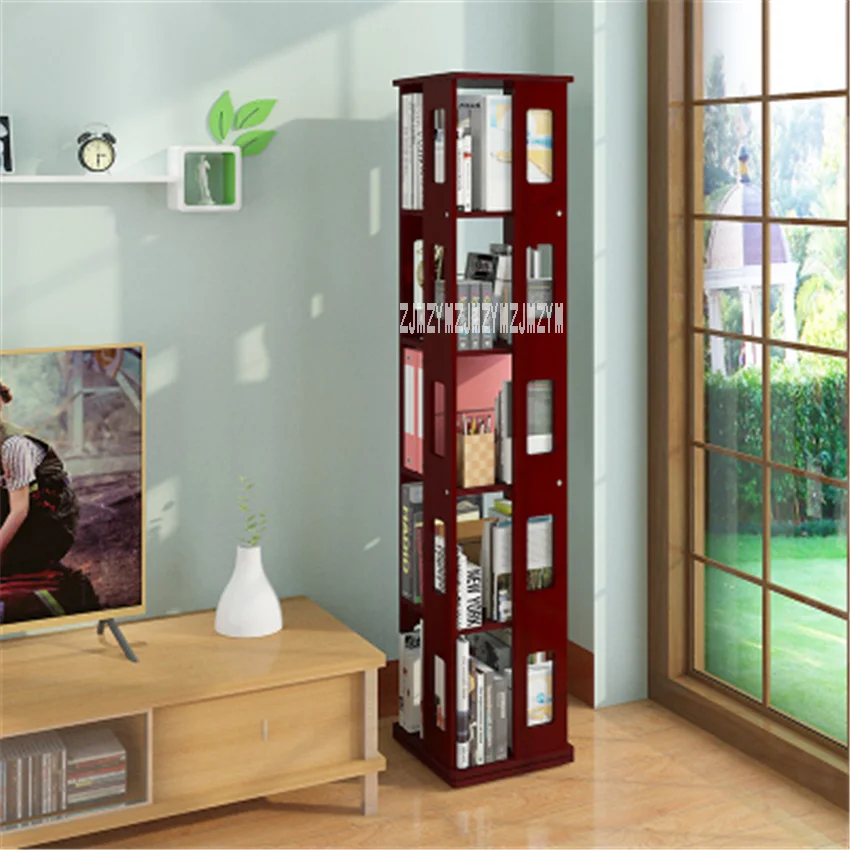 Five-storey All-solid Wood Combination Bookshelf 360 Degree Revolvable Capacity Bookshelf Mostly Used For Young Students