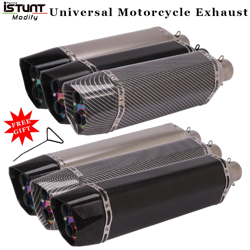 470MM 570MM Universal Motorcycle Exhaust Pipe Muffler DB Killer 51MM Escape Moto Pot Echappement Pipe For MT07 R1 ZX6R KTM390