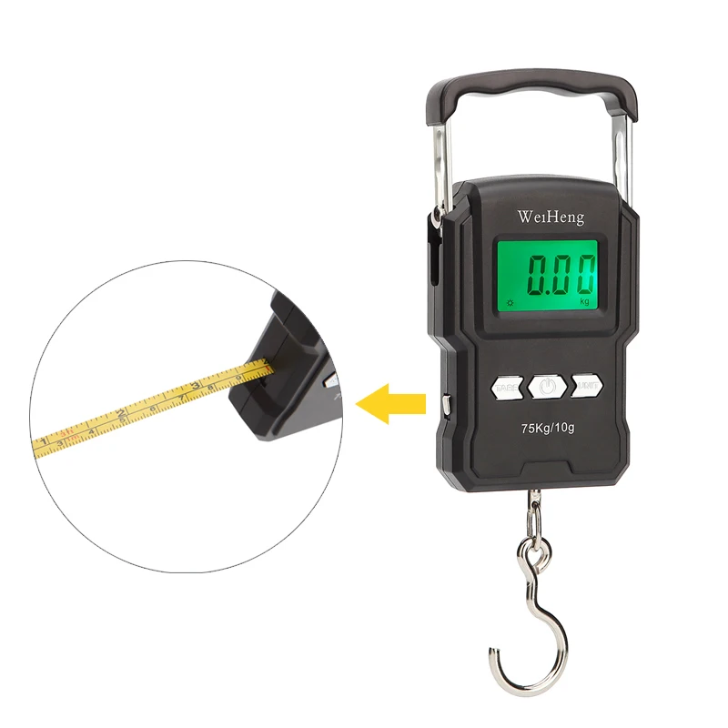 75kg/10g Hanging Scale LCD Digital Scale Electronic Balance Hand Scales for Fishing Luggage Travel Steelyard Weight Libra