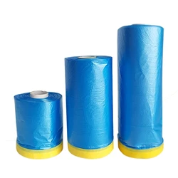 Car Plastic Masking Film Pre-taped Protective Masking Film Adhesive Automotive Paint Masking Film