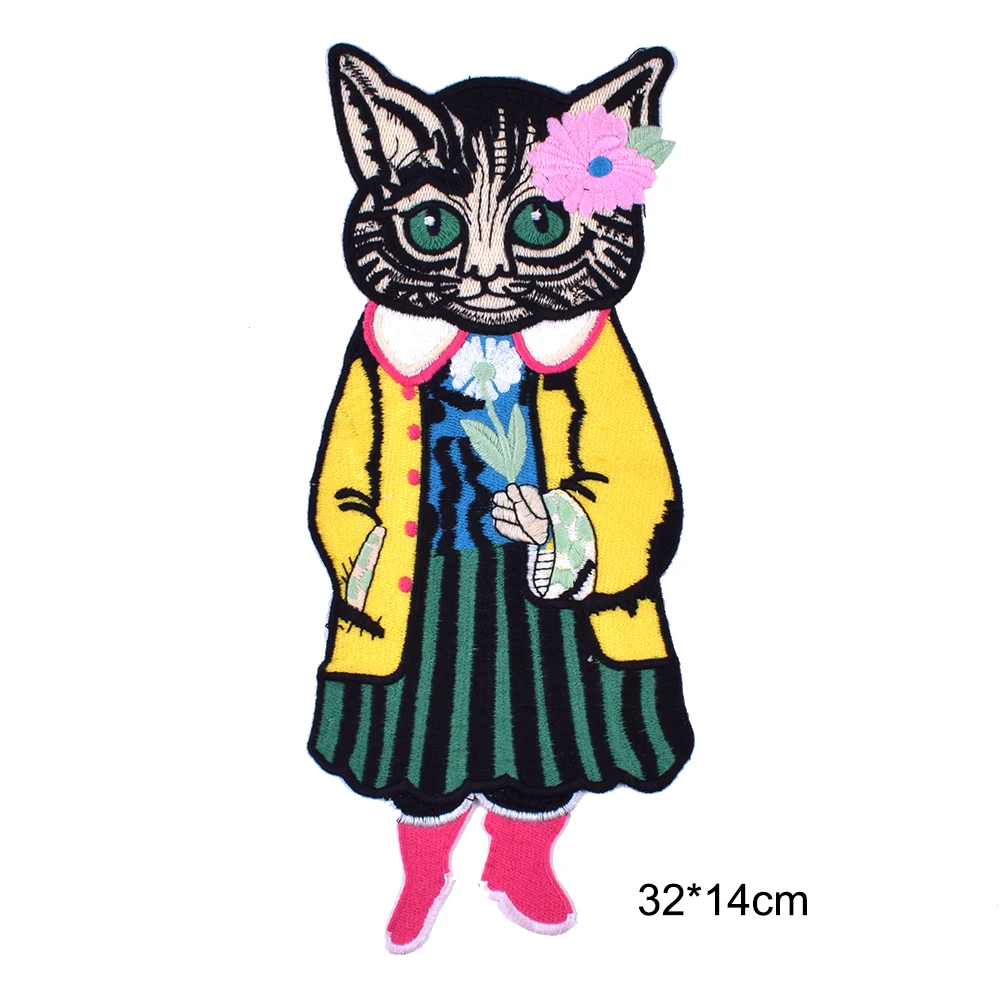 Embroidered Cat Patches for Clothing Sew on Patch Cartoon Badge Parches Garment Accessory