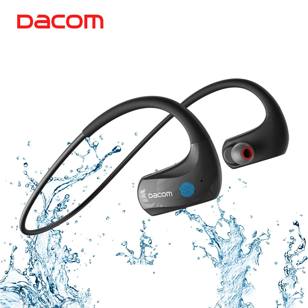 Dacom Athlete 5.0 Wireless Bluetooth Sports Subwoofer StereoHeadphones IPX7 Waterproof Hanging ear Running Headphones 20H