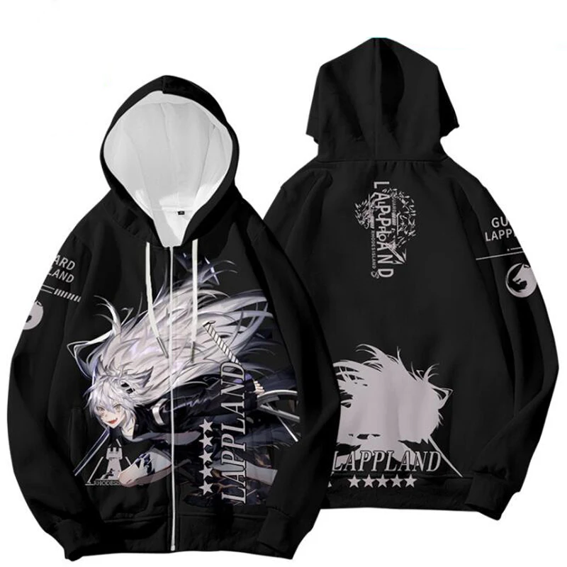 Winter Heren Jassen Hot Game Arknights 3D Hoodie Fleece Rits Hoody Bovenkleding Anime Cosplay Kostuum