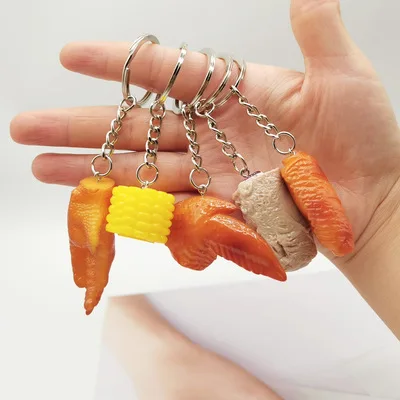 Creative Personality Pendant Chicken Wings Keychain Resin Pork Ribs Corn Shape Toy Bag Pendant Activity Gift