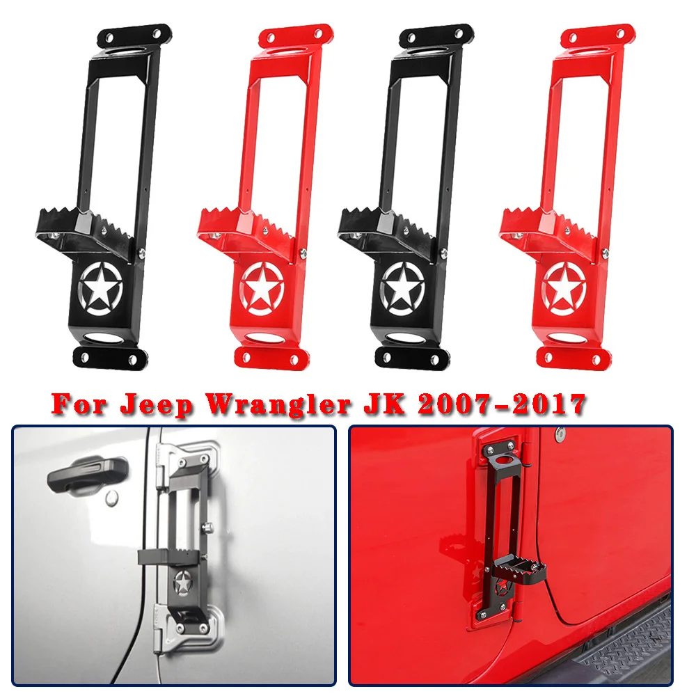 

Car Exterior Door Hinge Panels Foot Pegs for Jeep Wrangler JK JL 2007+ Foot Rest Pedal Steel Climbing Kit For Gladiator JT