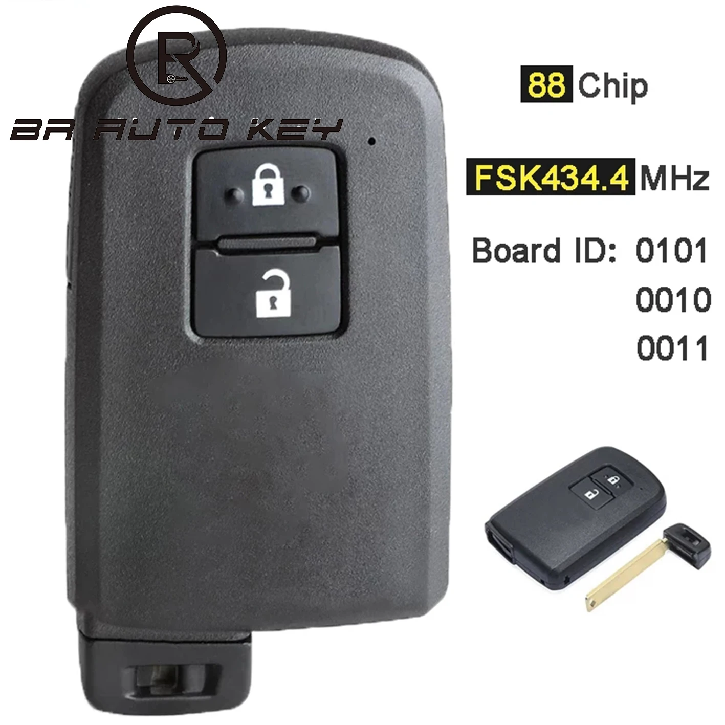 

FSK 433MHz / 434MHz 8A Chip Smart Remote Key Fob for Toyota Auris Yaris Hybrid Auris 2018 2019 Board ID 0010 0011 0101 F43 BA7EQ