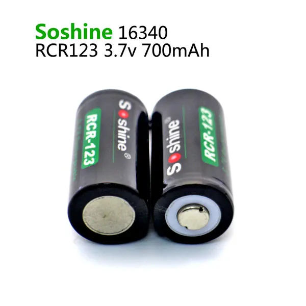 2pcs Soshine 3.7V 16340 700mAh Lithium Rechargeable Battery RCR123 Li-ion Battery + Battery Case Storage Box