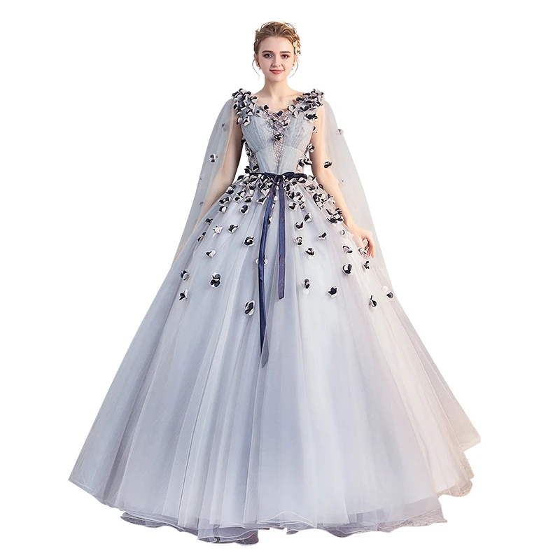 Vestido longo quinceanera sexy com decote em v festa de formatura vestido de baile doce 16 anos estampa floral vestidos quinceanera