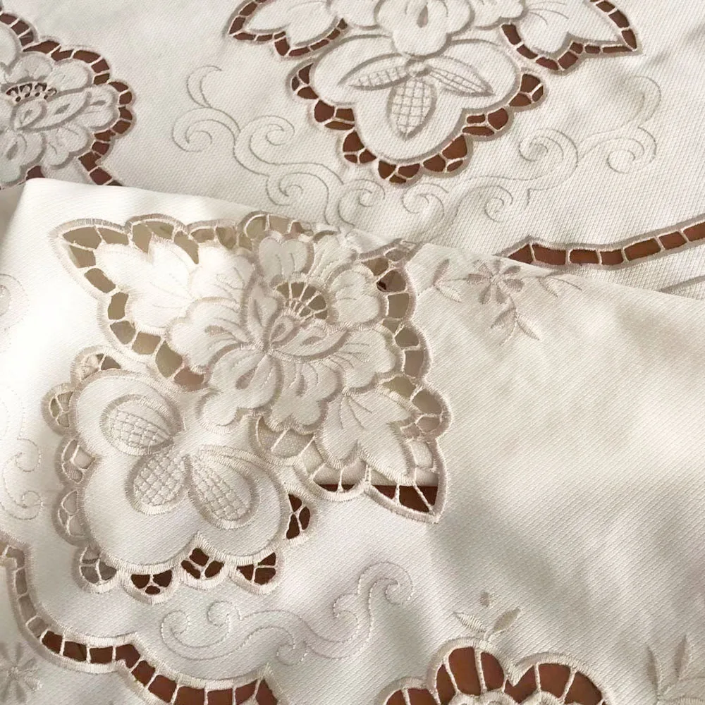 Hollow embroidery Decorative Table Cloth Lace Round Shape Tablecloths Home Pure Color Exquisite Simplicity Dining Table Cover