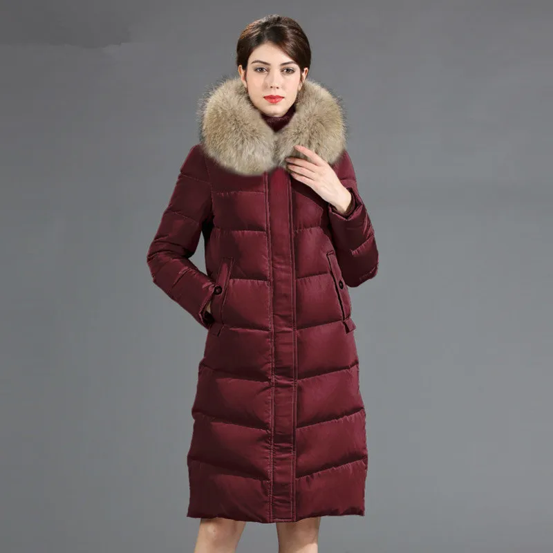 

Women's Down Jacket Winter Jacket Women Raccoon Fur Collar Korean Long Jackets for Women Warm Parka Chaqueta Mujer MY