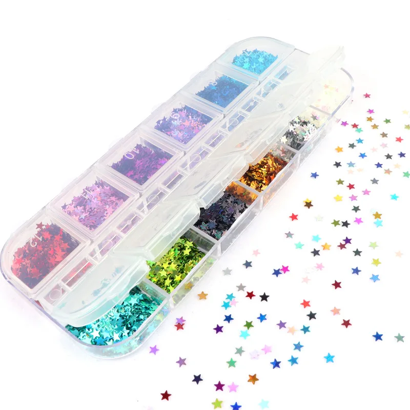 

12 комплектов, лазерные блестки для ногтей