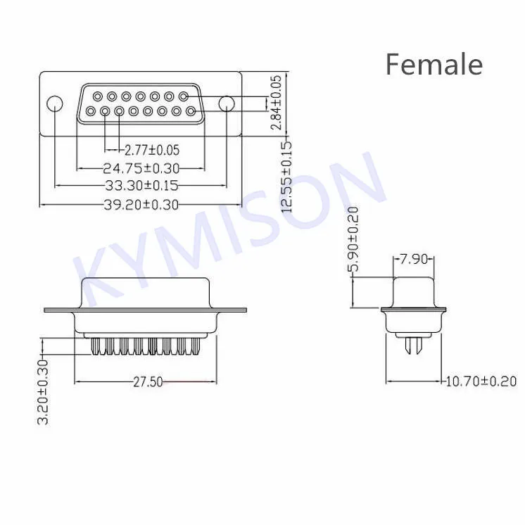 10PCS RS232 DB15 15 Pin Female/Male 2Rows Solder Type Plug D-SUB Male Plug Socket Connector Plastic Assemble Shell Cover