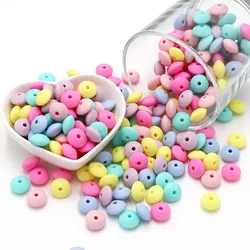 Joepada 10Pcs 12mm Silicone Lentil Beads Pearl BPA Free for DIY Baby Teething Necklace Accessories Oral Care Baby Teether