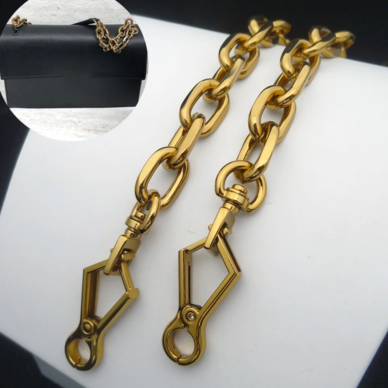 14mm Gold Color Bag Chain Metal Aluminium Chain Woman Bag Handle Brand Metal Bag Strap Long Clasp with Hook High Quality