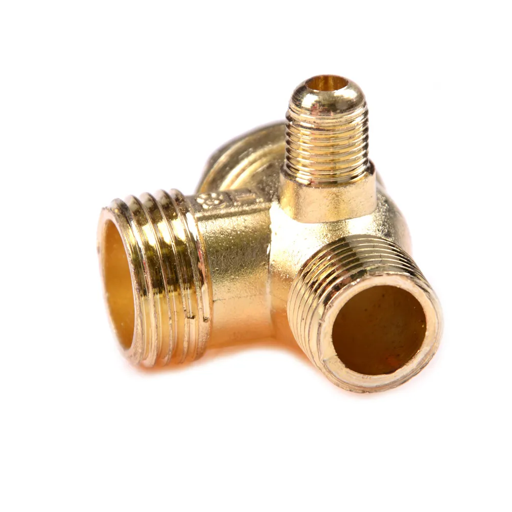 90 Degree Air Compressor Check Valve 3 Port Brass Central Pneumatic Valves Thread Home Tools Diameter 21MM,16MM,10MM