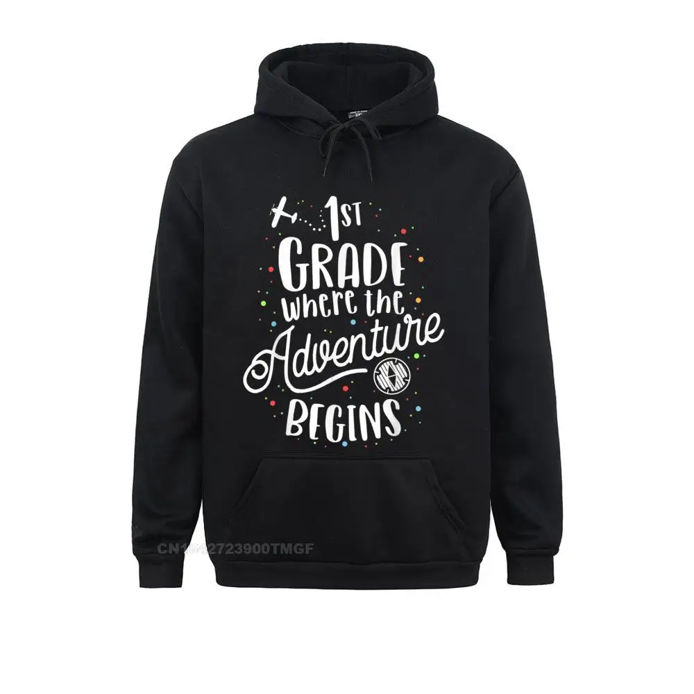 

Funny 1st Grade Where The Adventure Begins First Man Teacher Hoodie Long Sleeve Fall Hoodies For Men Hoods Customized