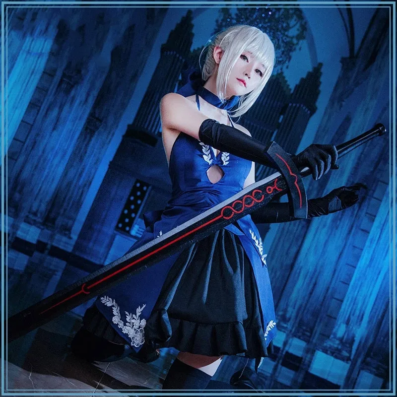 

COSLEE Fate/Grand Order FGO Saber Arutoria Pendoragon Black Gown Dress Uniform Dress Cosplay Costume Carnival Halloween Outfit N